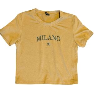 Milano Women's Yellow Tee with Green‎ Print